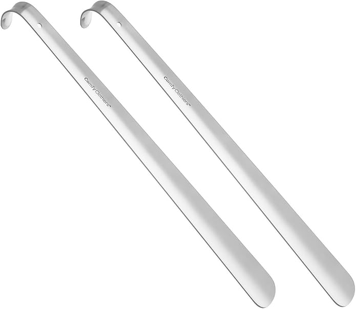 Comfy Clothiers Long Handle Metal Shoe Horn (16.5"/42cm) - Stainless Shoehorn for Shoes & Boots