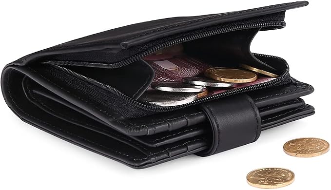 GOIACII Mens Wallet Large Capacity Genuine Leather RFID Blocking Bifold Wallets for Men with ID Window and 15 Card Slots