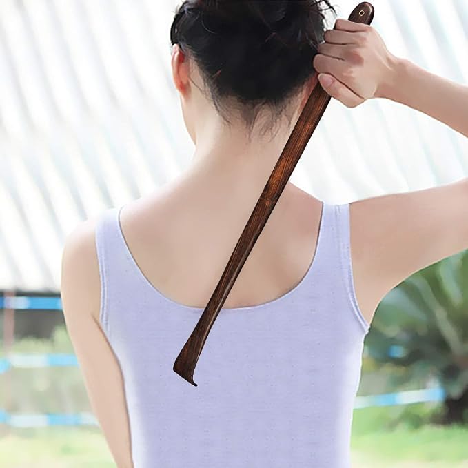 Tomorotec Wooden Back Scratcher 17 Inch Long Handle for Men Women Black | Thicken Extended Rosewood Handcrafted Itch Relief Body Massager for Elderly Seniors Dad Mom Christmas Stocking Stuffer