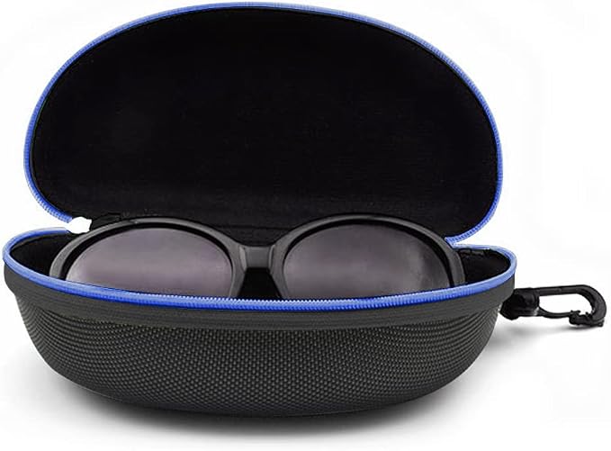 3pcs Zipper Hard Shell Sunglasses Case and Eyeglasses Case Portable Travel Glasses Case with Plastic Hook