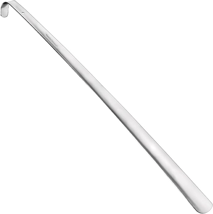 Comfy Clothiers Extra Long Metal Shoe Horn With Curved Handle (31inch/78cm) Multifunctional Stainless Steel Stick For Seniors & Adults Shoe Spoon Helper - Mobility Gadget Shoe Horn Aid for Seniors
