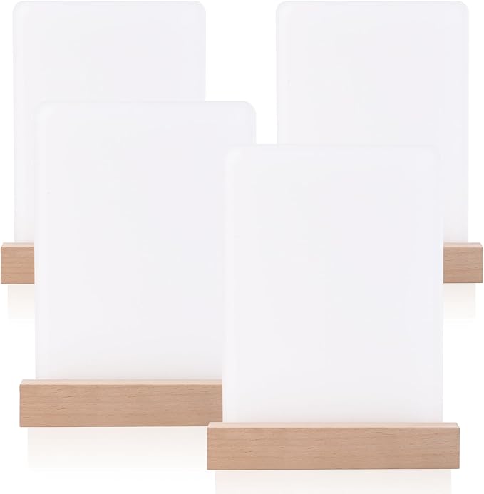 4 Pack 5" x 7" Sublimation led Acrylic Photo Frames Night Lights Blanks Heart Shape,with Warm Color Light with Wood Stand for Heat Press Machine Printing