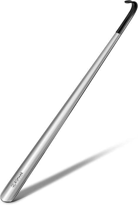 ZOMAKE Extra Long Shoe Horn for Seniors Men,Metal Shoehorn Long handle for Boots,Stainless Steel Shoe Spoon Helper