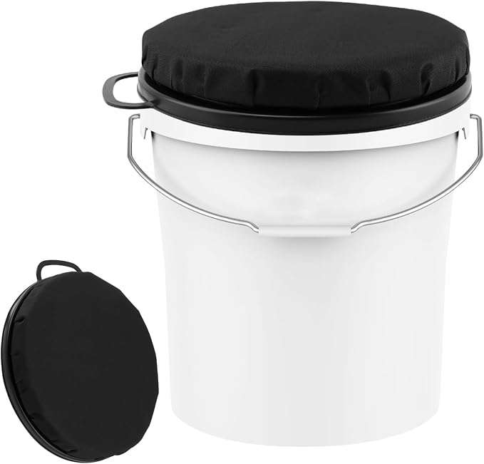 5 Gallon Bucket Seat, 360-Degree Swivel Bucket Seat Cushion with Waterproof Cover, Bucket Seat Lid for Fishing, Gardening, Hunting and Camping