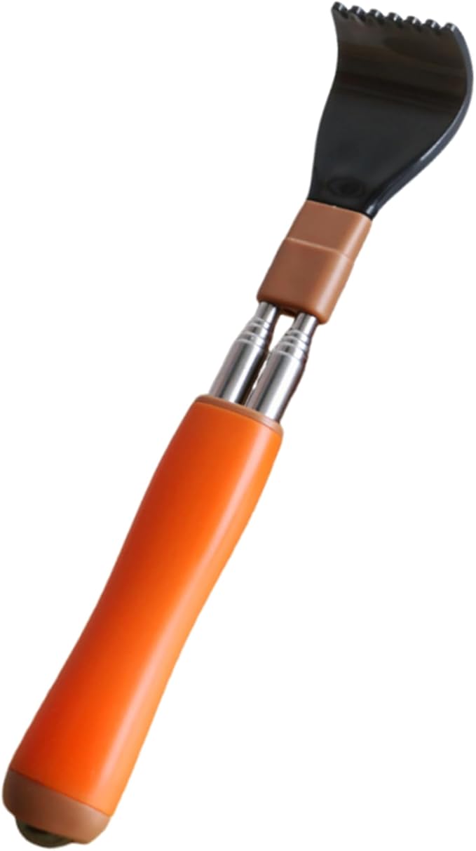 Portable Extendable Double-Pole Back Scratcher（8.3-21.3in），Hand Massager for Scratching Itches, Strong and Sturdy,Good Practical and Novel Gifts for Friends and Family. (Orange, 1 Pack)