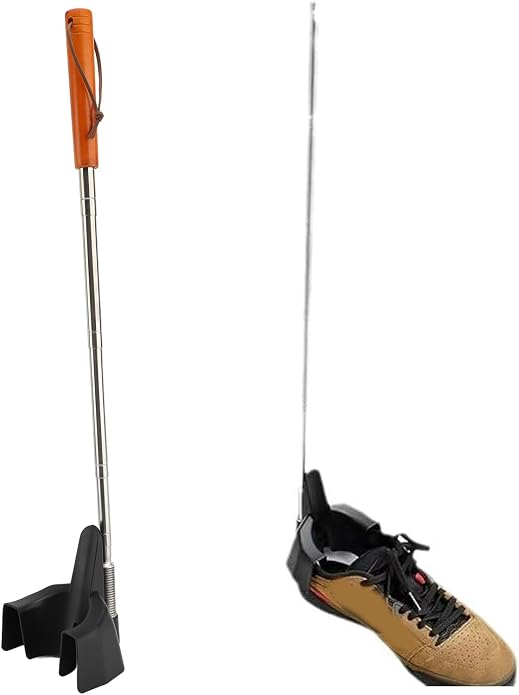 Zunate Long Handle Shoe Horn with 31 Inch Telescopic Rod, Stainless Steel Tool for Seniors and Pregnant Women to Assist in Putting on Sneakers and Dress Shoes