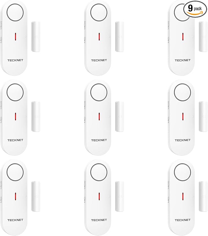 TECKNET Door Alarms for Kids Safety, Window Alarm Pool Alarms Door Alarm for Home Security, 2-in-1 Alarm & Chime, 3-Level Volume Control, Wireless Alarm for House Hotel Cars Sheds Caravans (9 Pack)