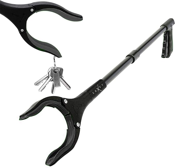 Grabber Reacher Tool, Long 32" Foldable Pick Up Stick, Strong Grip Magnetic Tip Lightweight Trash Picker Claw Reacher Grabber Tool Elderly Reaching, by Luxet (Black)