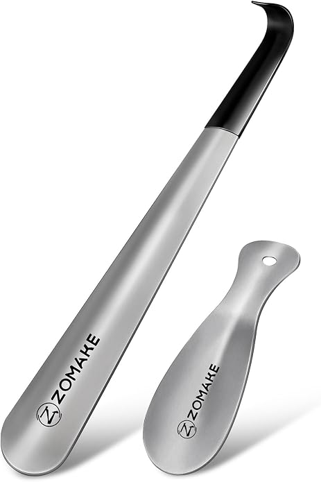 ZOMAKE Shoe Horn Long Handle, Metal Long Shoehorn 7.5" 16.5" 28.3" | Metal Shoehorn Long handle for Boots ,Stainless Steel Travel Small Shoe Spoon Helper