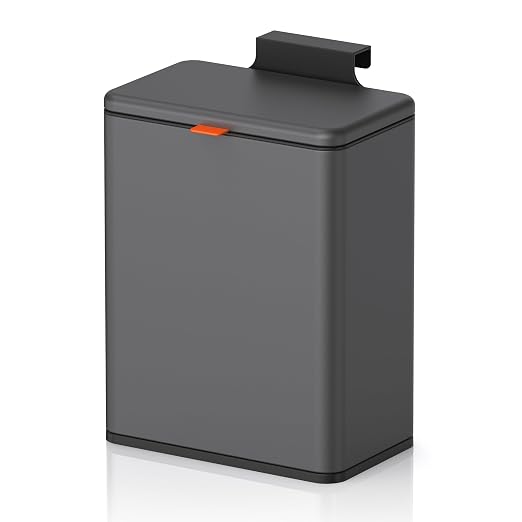 Mbillion 2.1 Gal Brushed Black Hanging Stainless Steel Compost Bin | 8L trash can with lid, cabinet & under sink door mount design, for kitchen, RV and bathroom food waste storage