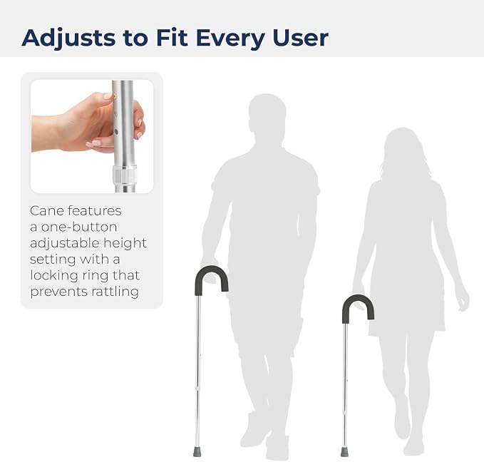 Drive Medical Round Handle Aluminum Walking Cane with Foam Grip, Silver