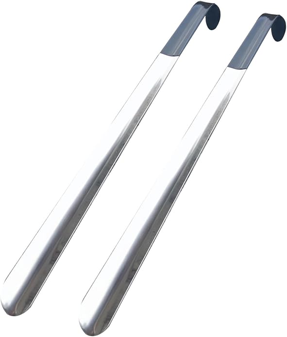 Shoe Horn Long Handle for Seniors, Men, Kids and Women, Extra Long Metal Shoe Horn - 16.5 inch Heavy Duty Stainless Steel Shoehorn, Set of 2