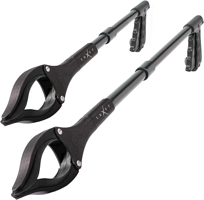 Grabber Reacher Tool - 2 Pack - Latest Version Long 19/32 Inch Foldable Pick Up Stick - Strong Grip Magnetic Tip Lightweight Trash Picker Claw Reacher Grabber Tool for Elderly Reaching, Luxet (Black)