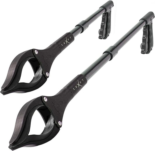 Grabber Reacher Tool - 2 Pack - Latest Version Long 19/32 Inch Foldable Pick Up Stick - Strong Grip Magnetic Tip Lightweight Trash Picker Claw Reacher Grabber Tool for Elderly Reaching, Luxet (Black)