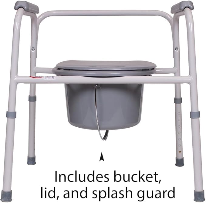 Carex 3-in-1 Folding Bedside Commode with 42 Pack Commode Liners - Porta Potty for Adults - Portable Toilet Supports Up to 300lbs, Bedside Commodes for Seniors and Commode Chair