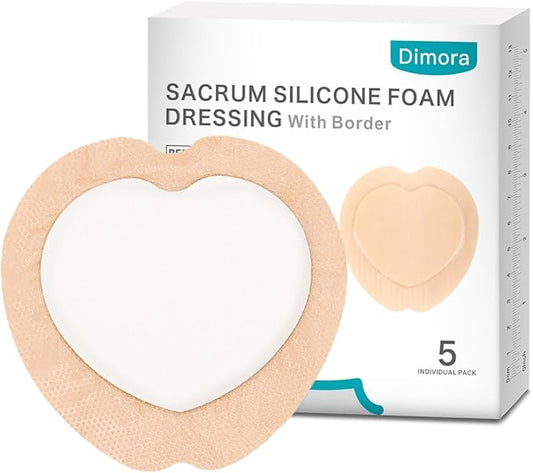 Dimora Sacrum Foam Dressing Silicone Adhesive Border 7" x 7" (5 Packs)