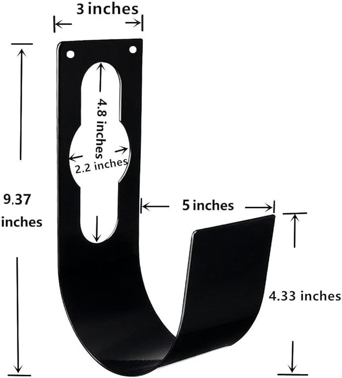 2 Pack Garden Hose Hanger Wall Mount Heavy Duty Hose Holder Hook Use for 150foot Hose (Large, Black)