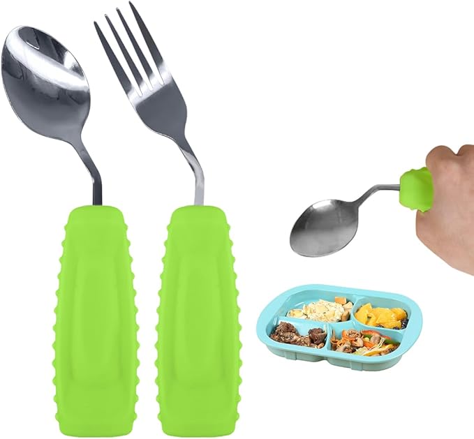 Adaptive Weighted Utensils Set – Spoon and Fork for Hand Tremors, Parkinson’s, Elderly, and Arthritis – Adaptive Eating Utensils for Weak Grip and Limited Mobility