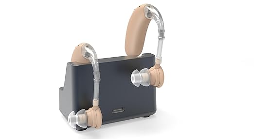 Rechargeable Hearing Aid for Seniors Digital Hearing Amplifier, Noise Cancelling with Magnetic Charging Base,Behind The Ear,BTE,TV,2-Pack