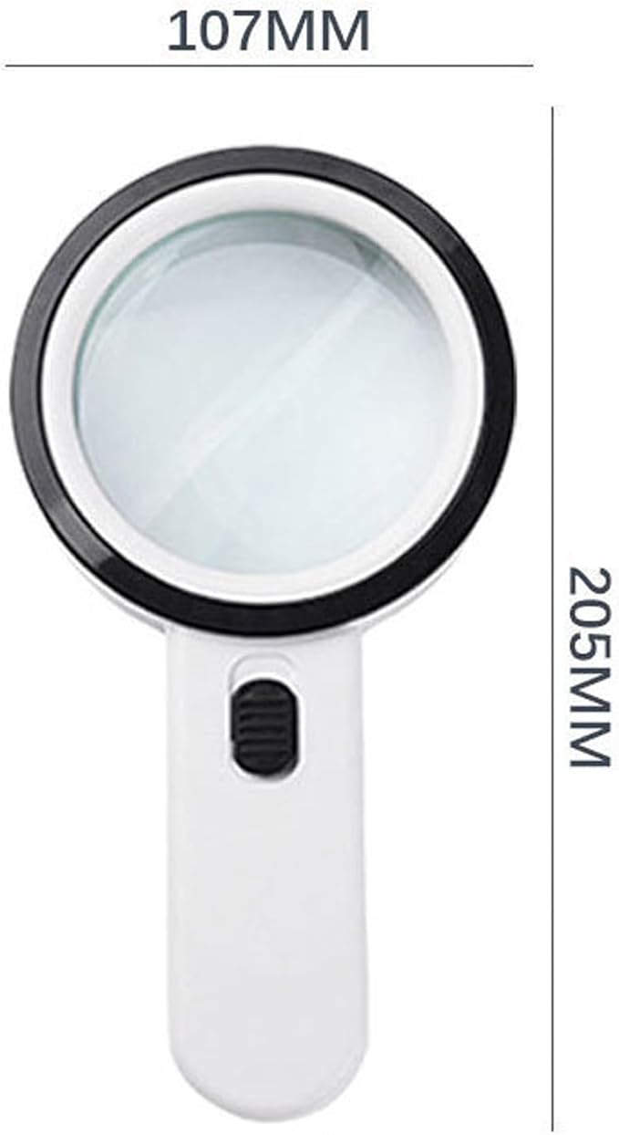 Magnifying Glass with 12 LED Lights, Double Glass Lens Handheld Illuminated Magnifier Reading Magnifying Glass with for Macular Degeneration Seniors Reading Inspection Coins Jewelry