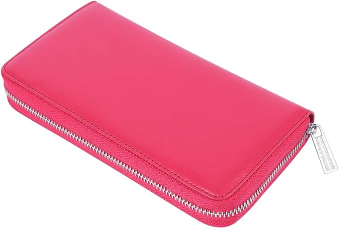 Women 36 Slots RFID Blocking Card Holder Large Long Leather Zipper Organizer Accordion Wallet,Rose