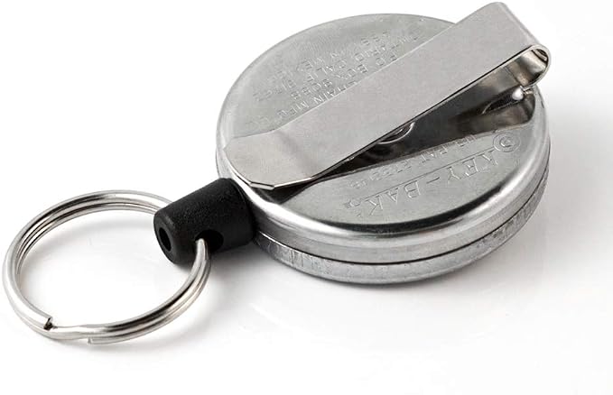 KEY-BAK Original Retractable Key Holder with a Front, Steel Belt Clip, and a Split Ring