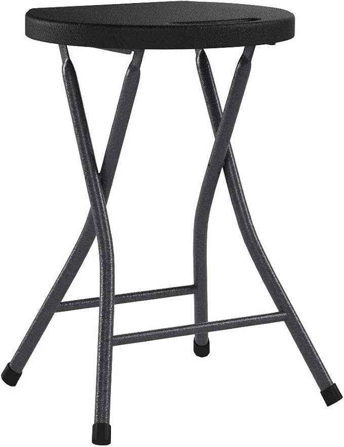 Portable Folding Chair with Handle, Heavy Duty Round Fold Stool Chair | 500lbs Capacityfor Adults, 18 Inch Foldable Stool for Dorm, Kitchen, Vanity, Church and Outdoor use