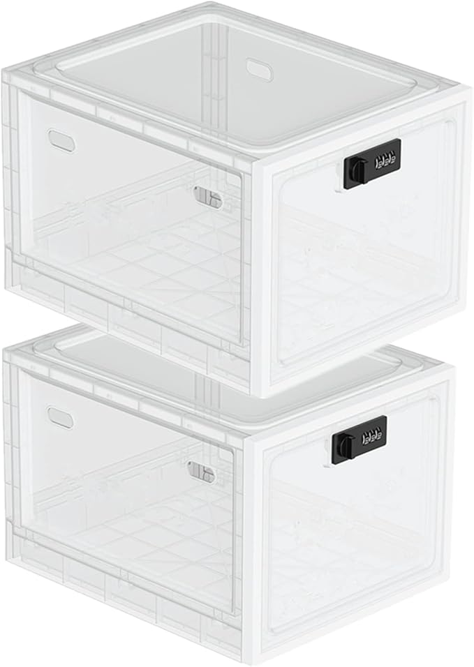 SANIDIKA 2 Pack Large Refrigerator Lockable Box - Childproof First Aid Locking Box Pill Case Medical Organizer - Ipad Tablet Phone Jail