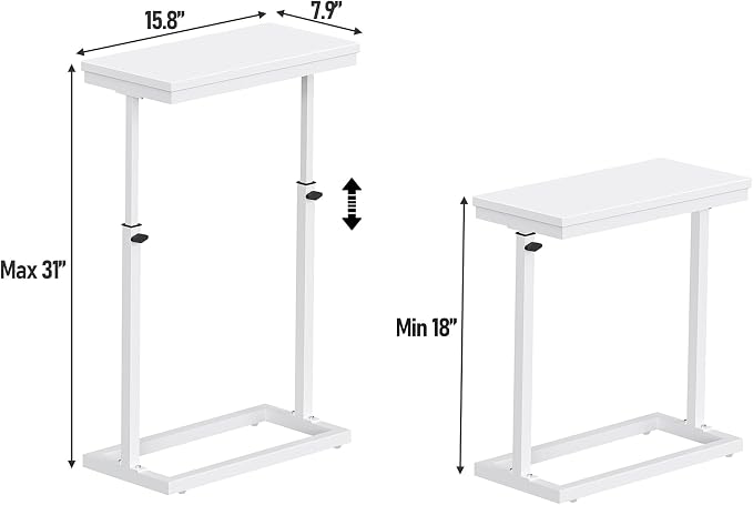 TUTOTAK End Table, Side Table, Tall Couch Table, Sofa Table, Set of 2 | for living Room, Bedroom, White TB01BW0832