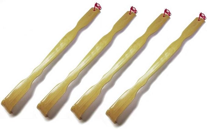 JapanBargain 4-Pack Bamboo Back Scratcher, 17 Inch Extra Long Wooden Back Scratcher for Itching Relief, Natural Bamboo Back Massager with Curved Handle for Back, Shoulders, Feet