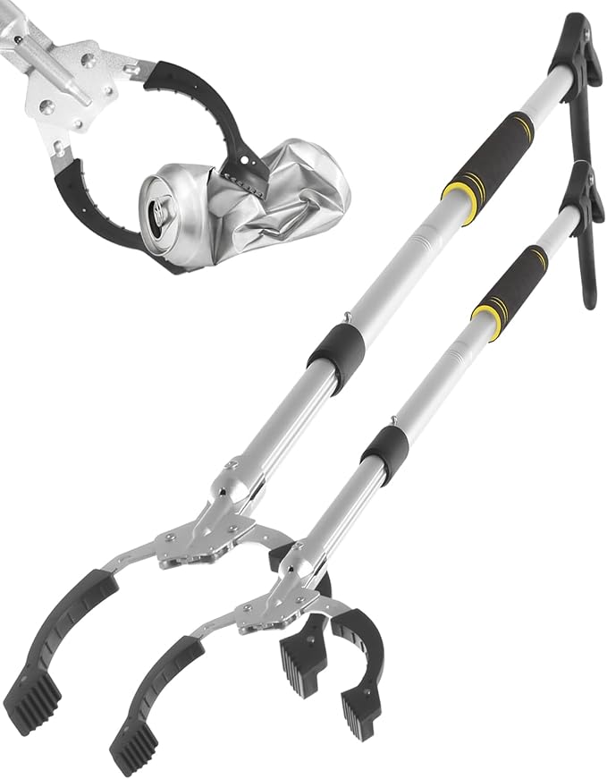 2PCS Grabber Reacher Tool, 53 Inch Trash Picker Upper Grabber Aluminum Lightweight Long Reach Trash Grabber Tool for Yard, Garden & Home (2PCS/53Inch)