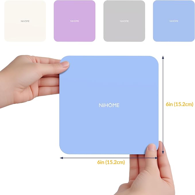 NIHOME Silicone Jar Opener – 6 Inch Large Anti-Slip Grip Pads, Premium 100% Food-Grade Silicone, Stylish Designer Colors, Multi-Purpose Heat-Resistant Mat & Coaster, Set of 4 (Morandi Colors, Square)