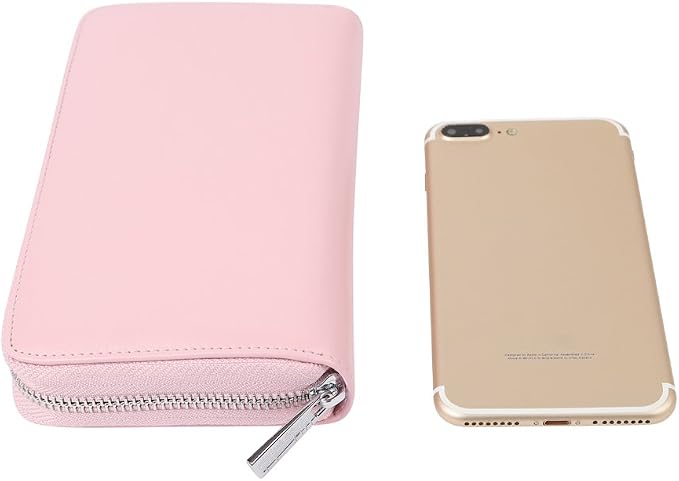 Women 36 Slots RFID Blocking Card Holder Large Long Leather Zipper Organizer Accordion Wallet,Pink