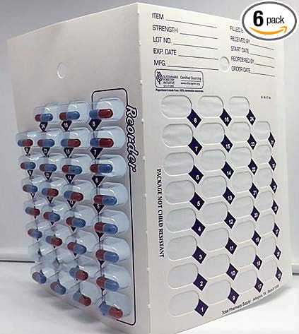 6-Pack Medication Blister Cards - 31-Day Cold Seal Pill Organizer for Family Caregivers, Home Care, Small Charities - Disposable No Equipment Needed - Trial Size Healthcare Supply