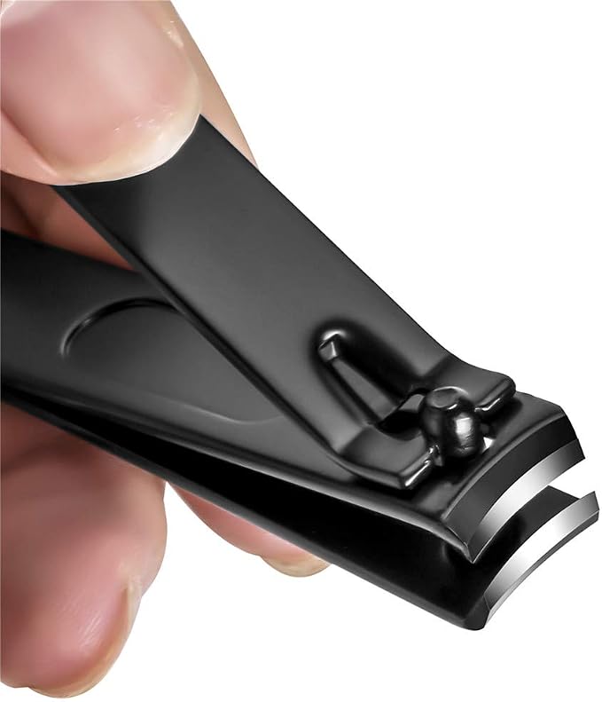 Aogeili Nail Clippers Set, Sharp Stainless Steel Fingernail & Toenail Clippers, Black Nail Cutter, 2Pcs Large and Large Size