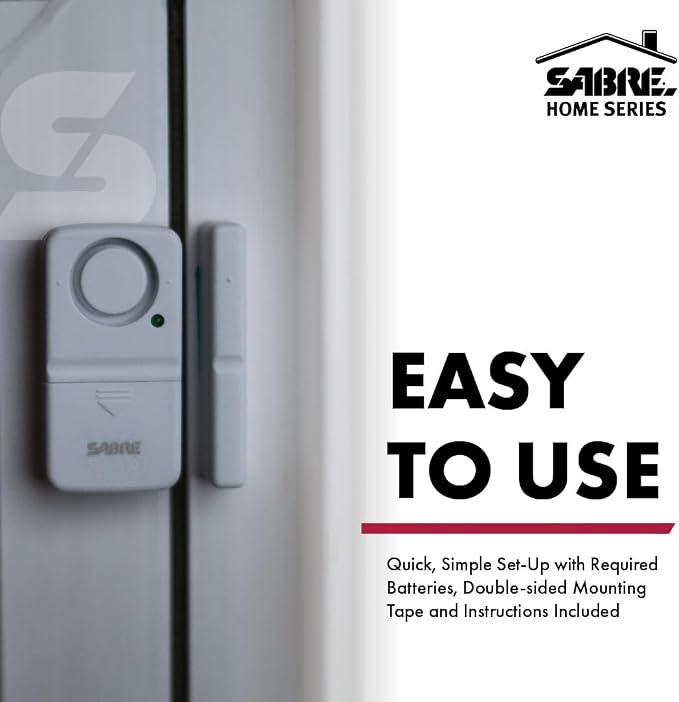 SABRE Wireless Home Security Door Window Burglar Alarm with LOUD 120 dB Siren, DIY EASY to Install, White