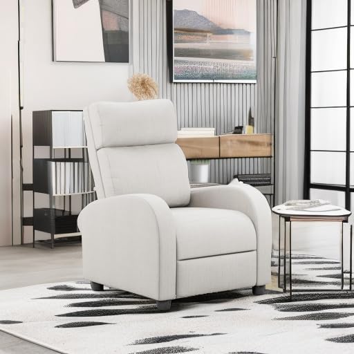 Homall Recliner Chair, Recliner Sofa Fabric for Adults, Beige Recliners | Home Theater Seating with Lumbar Support, Reclining Sofa Chair for Living Room