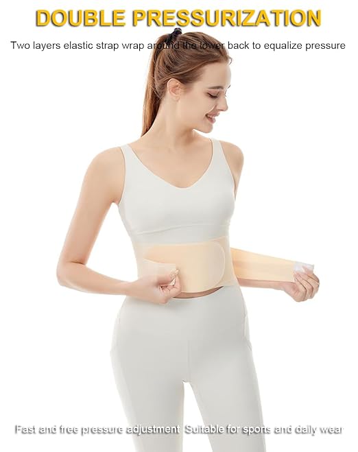 Super Thin Back Brace for Lower Back Pain Women Men, Lumbar Support Waist Support Brace for Women Lower Back Pain Relief Products, Hip Belt Waist Belt Sciatic Nerve Brace for Women Men (Beige, Small)