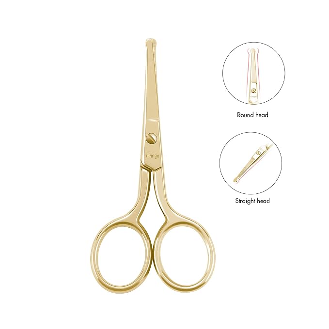 LIVINGO Professional Nose Hair Scissors Rounded Tip Stainless Steel | Straight Blade Design, Precision Grooming Tool, Beard Ear Facial Hair Trimming for Men Women