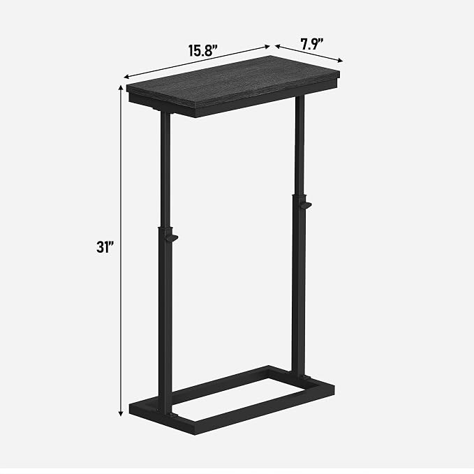 TUTOTAK End Table, Side Table, Tall Couch Table, Sofa Table | for living Room, Bedroom, Black TB01BK083