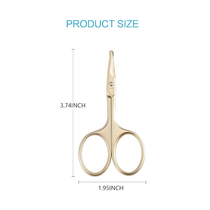LIVINGO Small Nose Hair Scissors Curved Blade Rounded Tip Gold | Stainless Steel Construction, Safe Blunt Tip, Precision Trimming for Eyebrow Cuticle Facial Hair Care