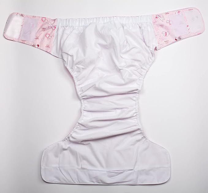 Adult Cloth Diaper Reusable Washable Hook and Loop (Pink Animals (Large 26in to 50in))