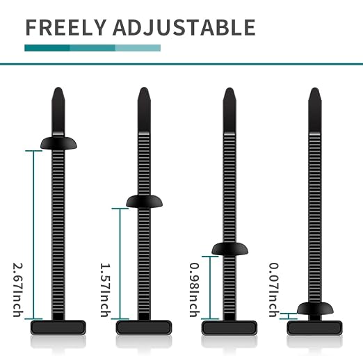 Nylon Universal Cable Tie Buckle, Zipper Clips for Cars, T Style Zip Ties Button Fixion Tools, Automotive Plastic Rivet Push Pin, Auto Body Parts Trim, Bumper Retainer Fender Liner (Black 100PCS)