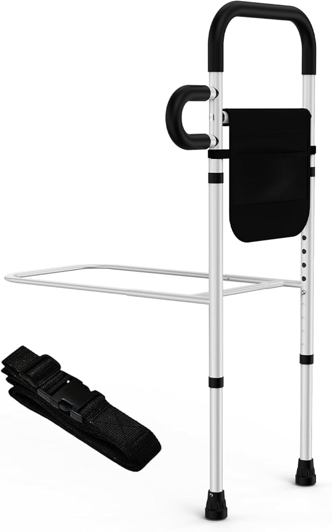 Bed Rails for Elderly Adults Safety - Adjustable Bed Assist Rails for Full Size, Portable Bed Cane for Seniors With Storage Pocket, Hold Up to 330 Lbs, Easy Setup, Bedside Safety and Stability