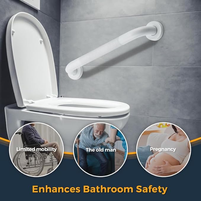 Grab Bars for Shower, 2 Pack 18-Inch Anti Slip Shower Handles for Elderly, Safety Shower Grab Bar, Stainless Steel Handicap Grab Bars for Bathroom (White 1" Diameter)