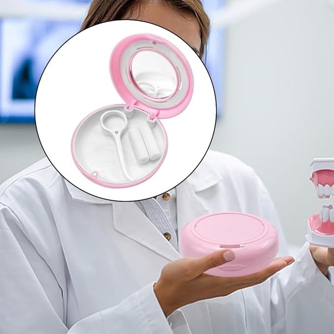 2pcs Retainer Case with Mirror and Vent Holes, Convenient and Cute Orthodontic Aligner Retainer Case for Travel, Give to Family Members, Friends and Colleagues