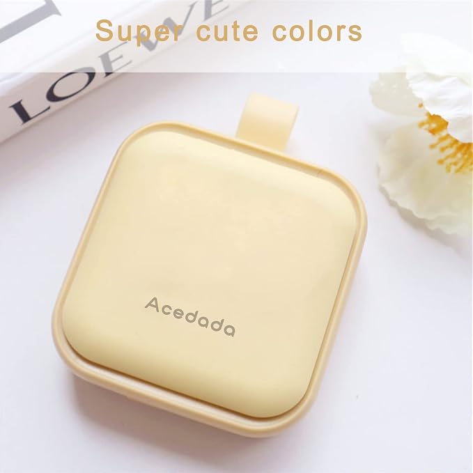 Small Pill Case, Cute Pill Box - Acedada Travel Pill Organizer, Portable Daily Pill Vitamin Container for Purse Pocket, Compact Medicine Holder for Medications, Fish Oils, Supplements, Yellow