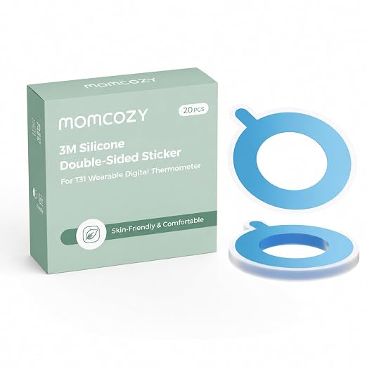 Momcozy Replacement Stickers for Momcozy Wearable Digital Thermometer,20 Count,Single-Use,Skin-Friendly