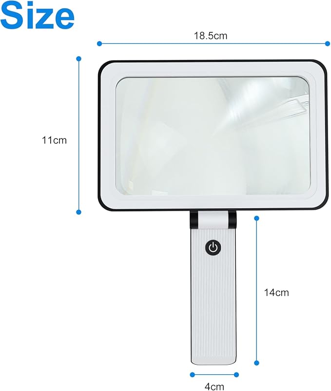 5X Tabletop Magnifying Glass with Light,Detachable and Foldable Acrylic Lenses Handheld Magnifying Glass,Lightweight Rectangular Flexible Gooseneck Magnifier for Seniors Reading、Close Work