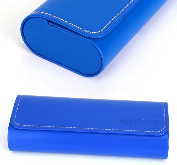 RayLove Hard Shell Glasses Case, Lightweight Leather Eyeglass Case, Travel-Friendly Sunglasses Protector for Men & Women